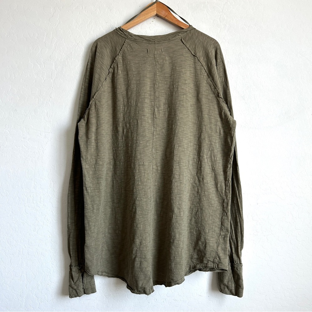 We the Free People T-Shirt XL Long Sleeve Slouchy Oversized Longline Green - Picture 6 of 9